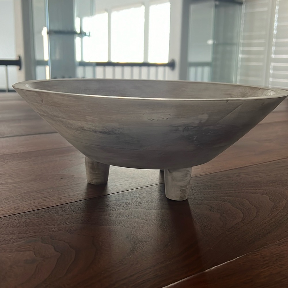 Footed Wooden Bowl